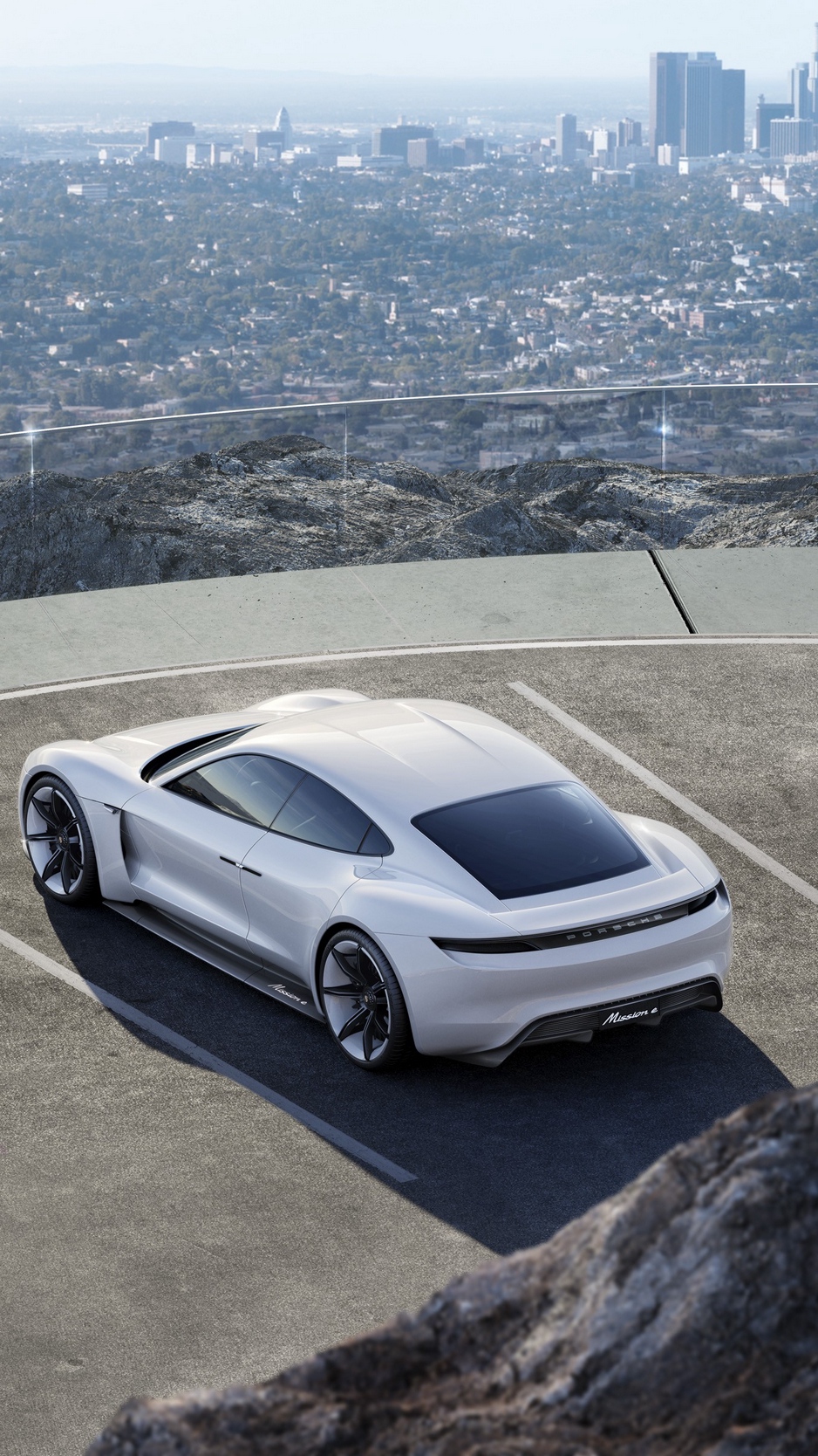 Wallpaper Porsche, Mission E, Concept, White, Top View - Porsche Mission E Iphone - HD Wallpaper 