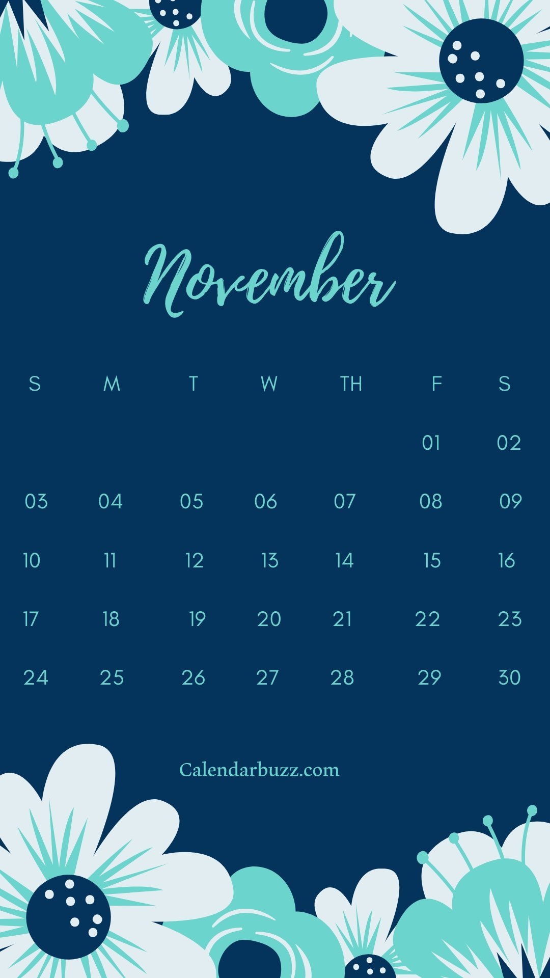 November 2019 Iphone Calendar Wallpaper - Blue Flowers With Quotes - HD Wallpaper 