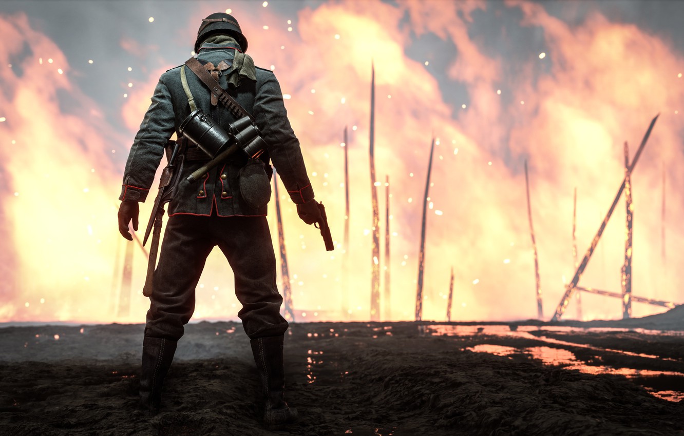 Photo Wallpaper Fire, War, The Game, Soldiers, Electronic - Background Battlefield 1 - HD Wallpaper 