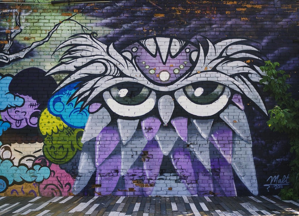 Wall Mural Owl, Graffiti And Street Art - Street Art - HD Wallpaper 