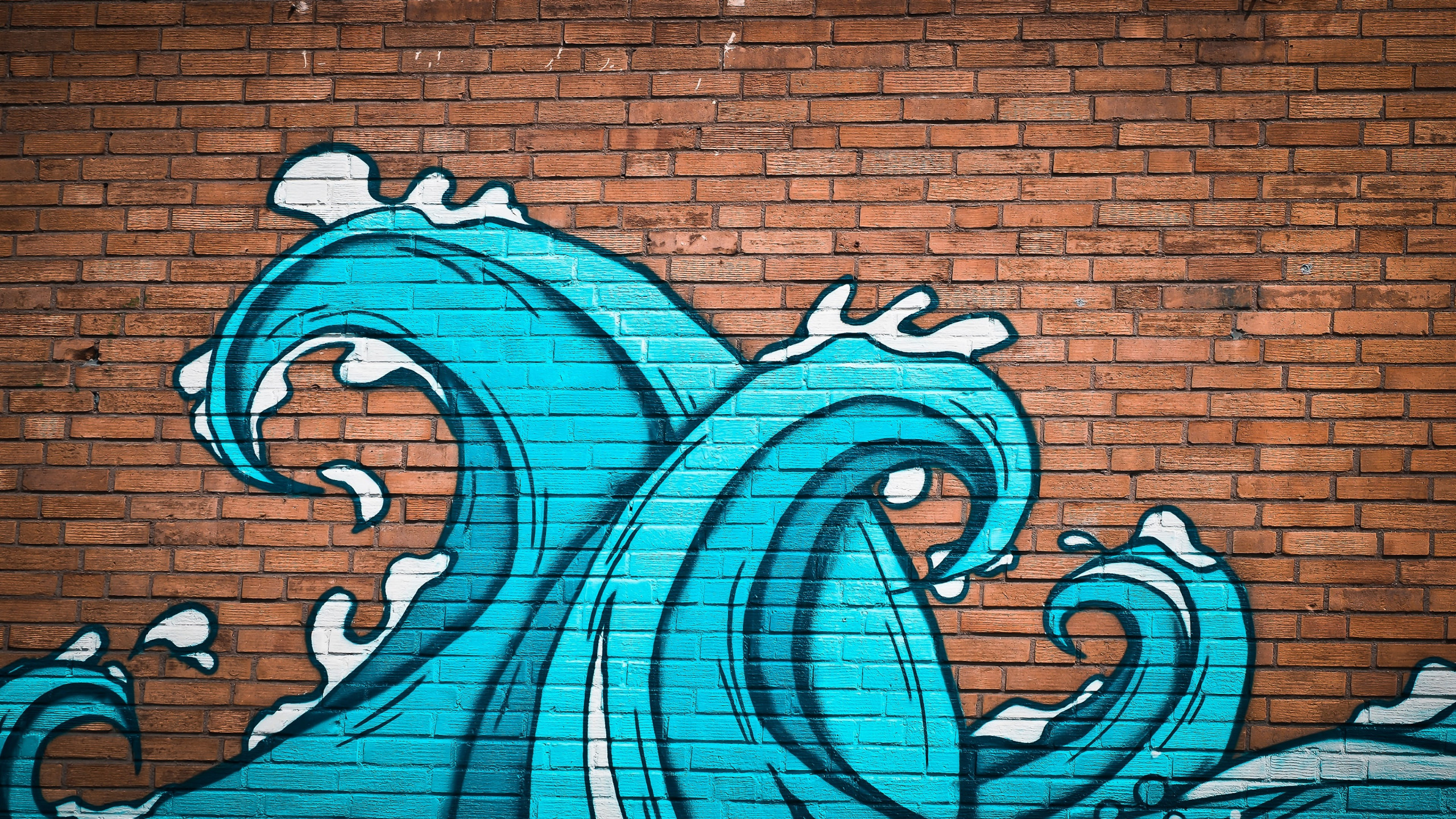 Graffiti Waves On Brick Wall Wallpaper - Graffiti Wall - HD Wallpaper 
