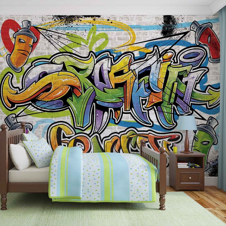 Graffiti Street Art Wallpaper Mural - Girls Bedroom Wall Murals - HD Wallpaper 