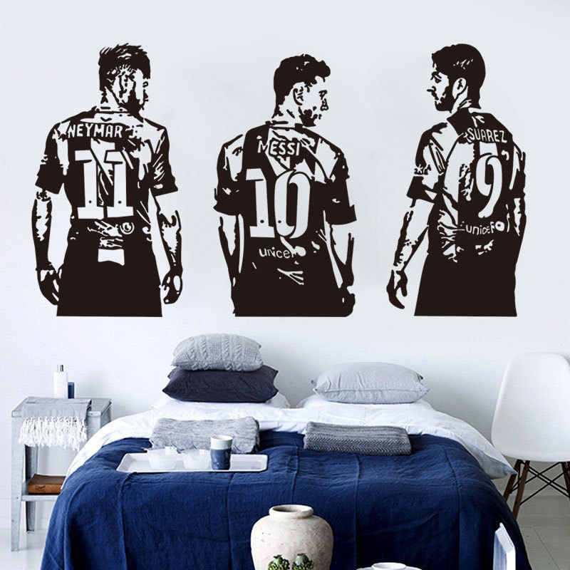 New Style Lionel Messi, Neymar And Luis Suarez Football - Stickers Muraux Foot Personnalisé - HD Wallpaper 