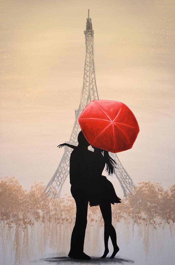 Eiffel Tower With Red Umbrella - HD Wallpaper 
