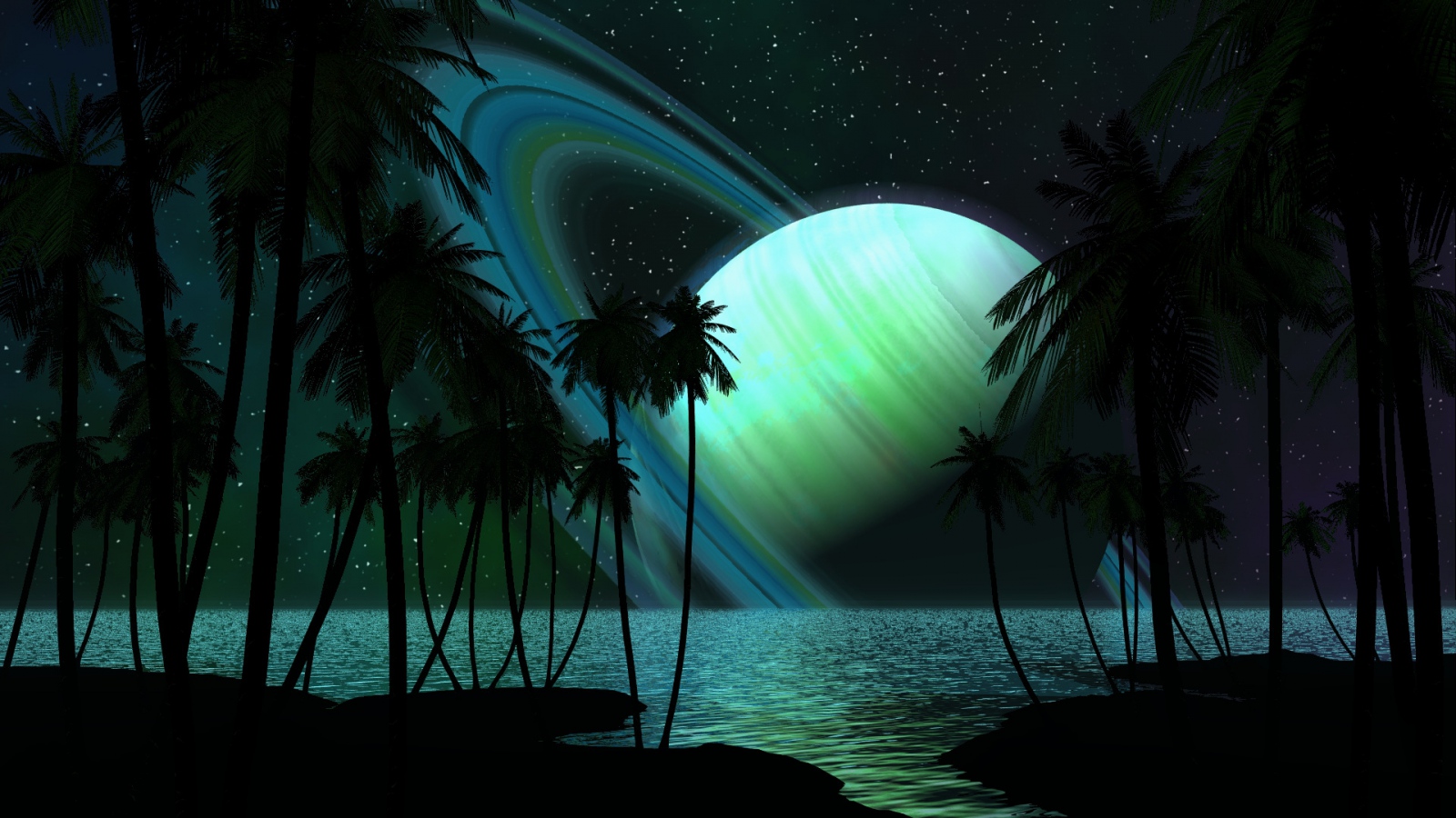 Tropical Alien De Praia, Praia - Saturn Palm Trees - HD Wallpaper 