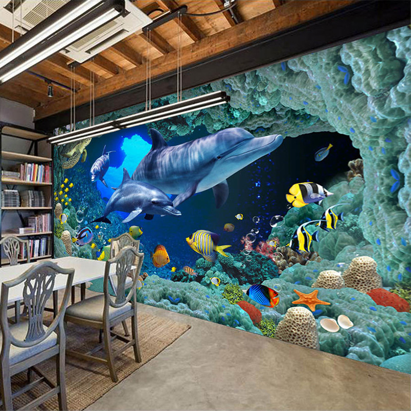 Photo Wallpaper Hd Blue Submarine World Dolphin Theme - Hd Wallpaper Underwater Theme - HD Wallpaper 