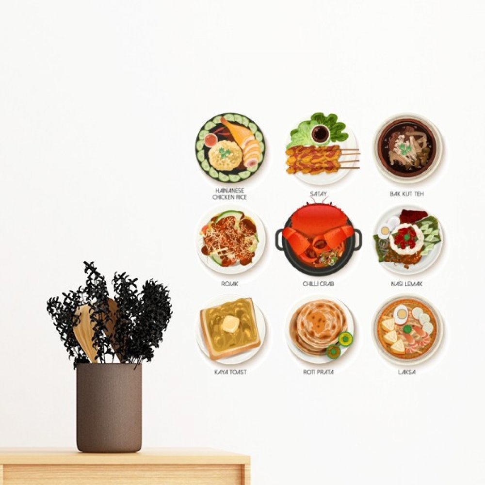 Diythinker Traditional Singapore Tasty Dishes Removable - Chinese Opera Mask Papercut - HD Wallpaper 