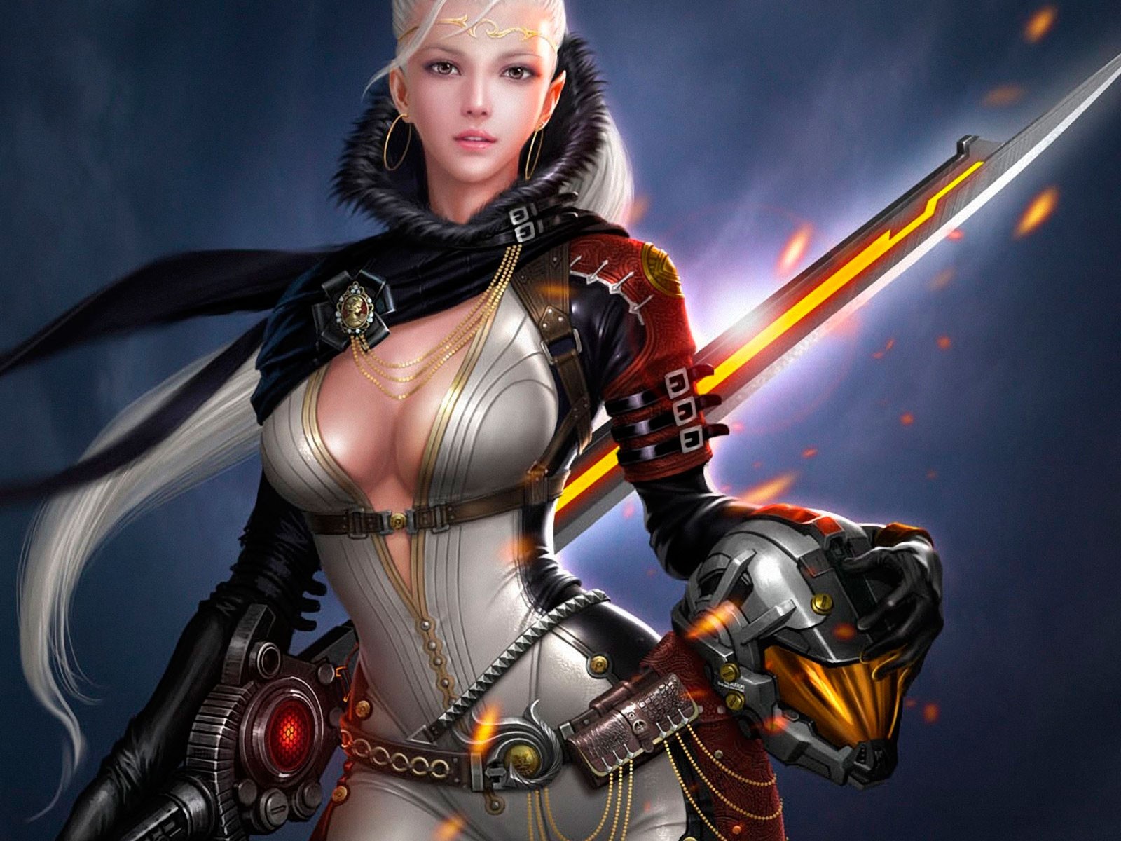 Fantasy Sword Warrior Woman - HD Wallpaper 