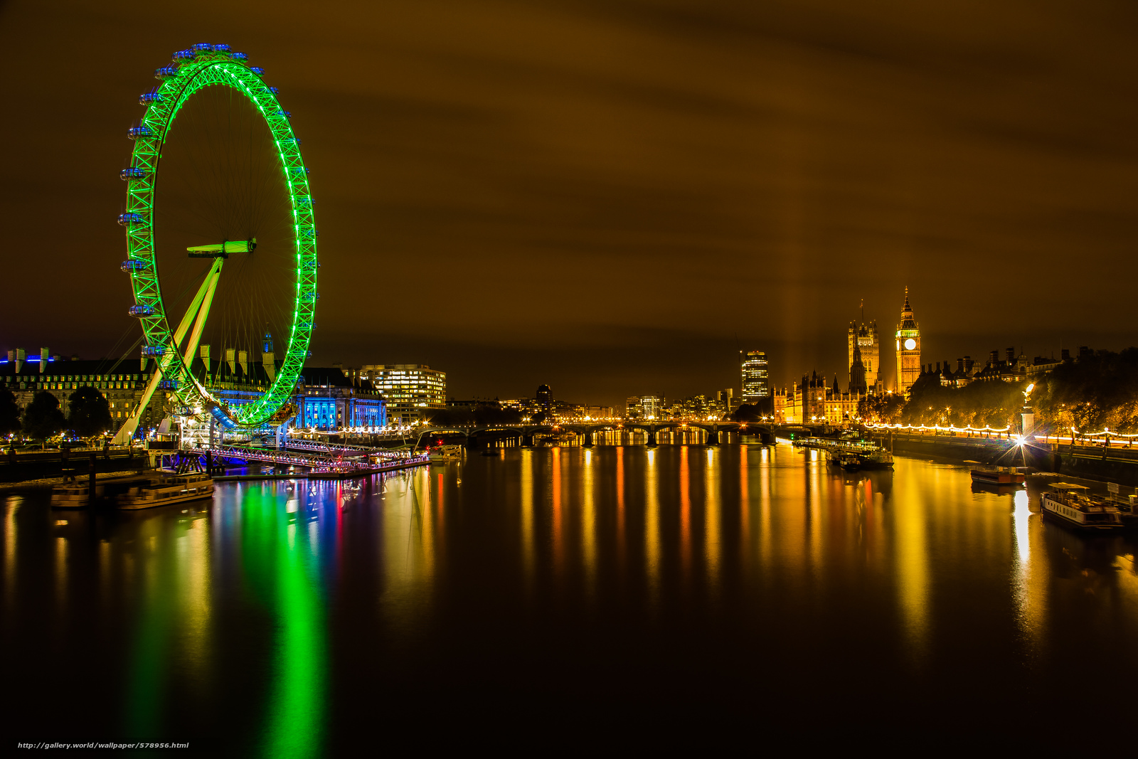 Quadro Decorativo Cidade Com Luzes Para Sala 1 Peça - London Eye - HD Wallpaper 