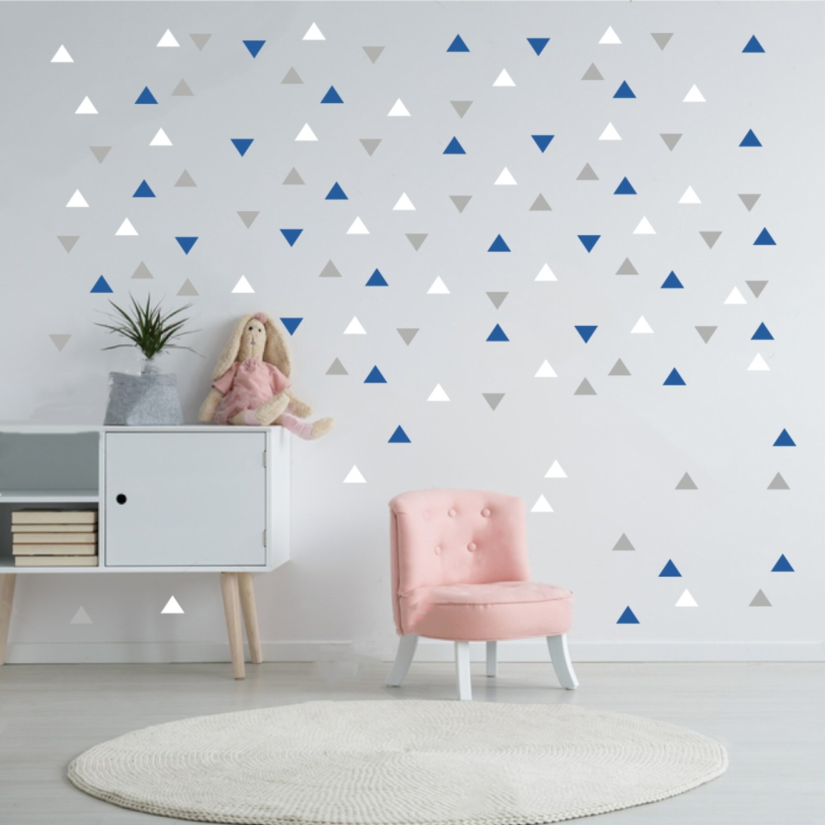 Adesivo Triângulos Branco, Cinza E Azul Marinho - Decoração De Quarto Com Papel Contact - HD Wallpaper 