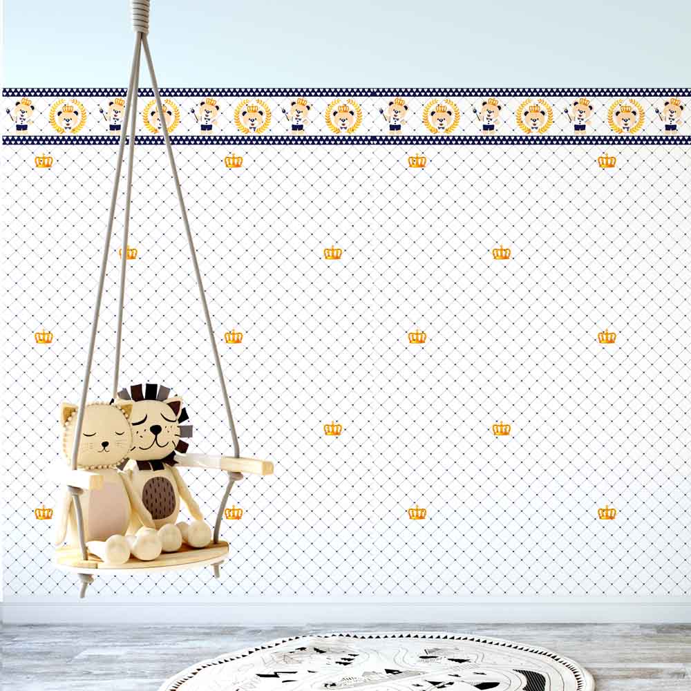 Papel Meia Parede Ursinho Príncipe Azul Marinho - Papel De Parede Ursinho Principe - HD Wallpaper 