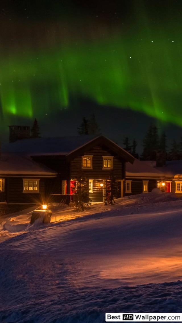 Northern Lights Norway Christmas - HD Wallpaper 