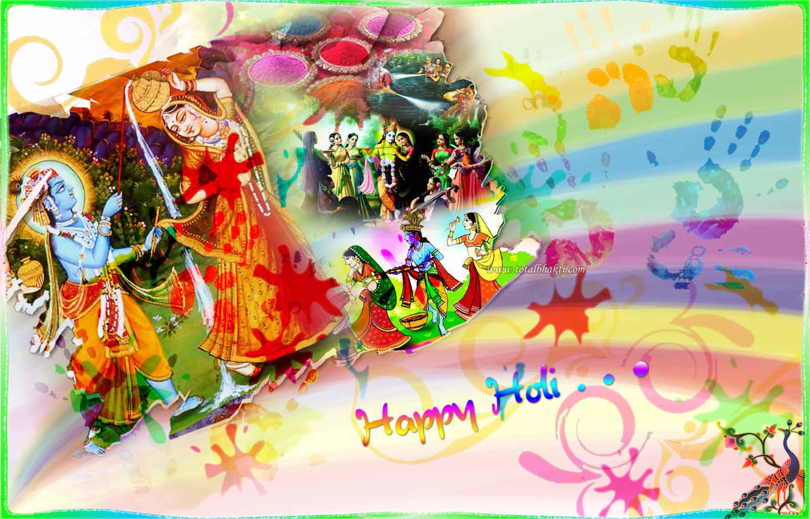 Happy Holi Krishna Radha - HD Wallpaper 