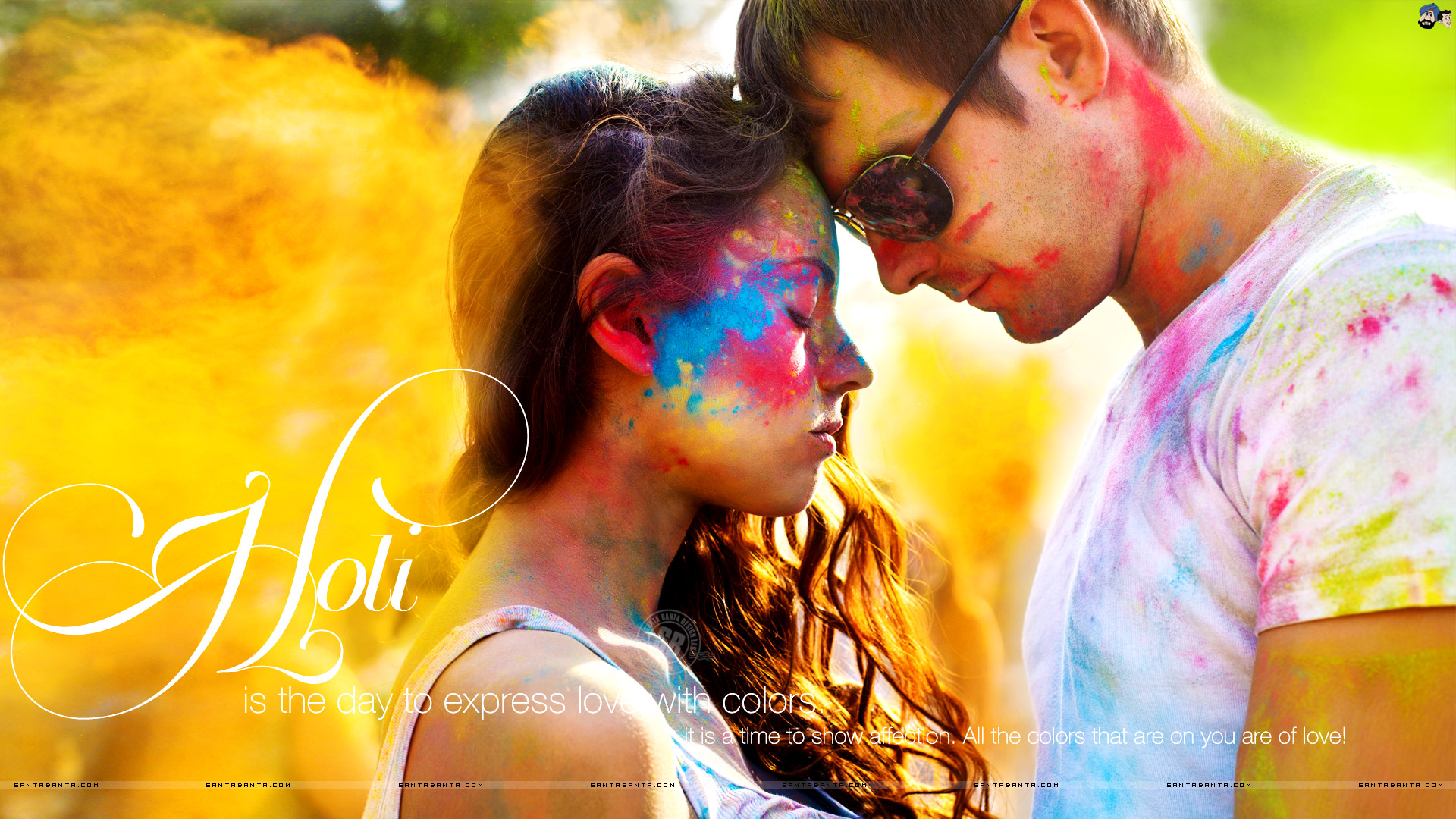 Holi - Girl And Boy Holi Pics Hd - HD Wallpaper 