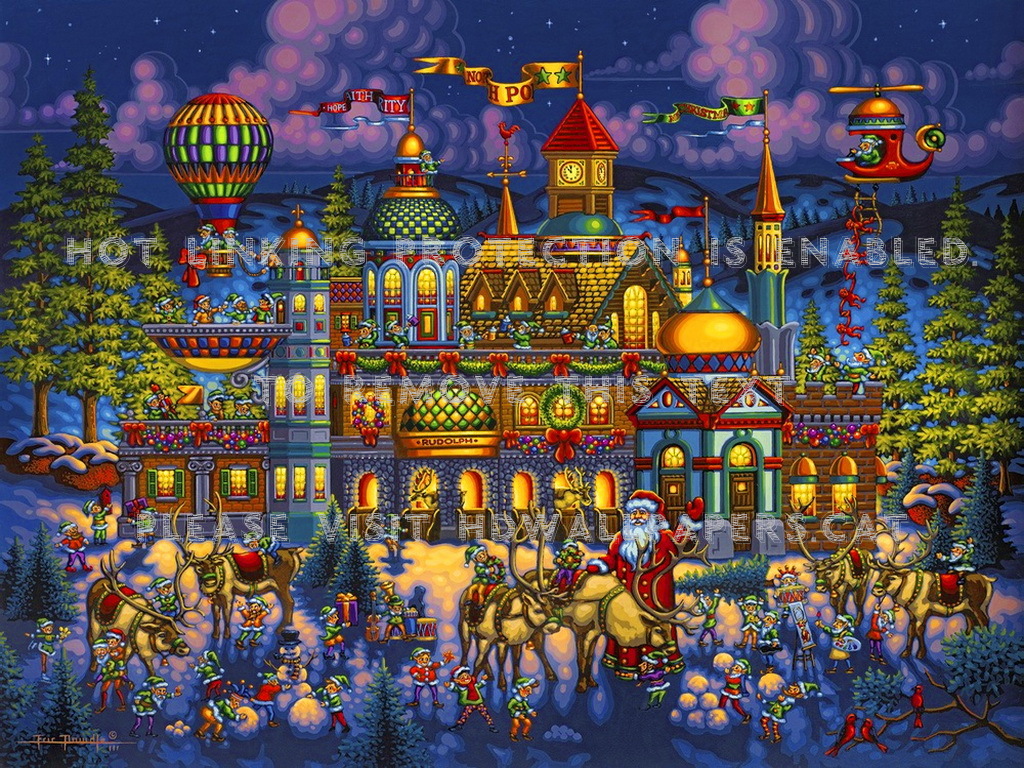 Santa S Workshop Snow Art North Pole Lights - Dowdle Puzzles Santa's Workshop - HD Wallpaper 