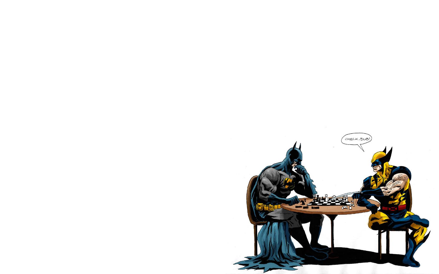 Batman And Wolverine Playing Chess - HD Wallpaper 