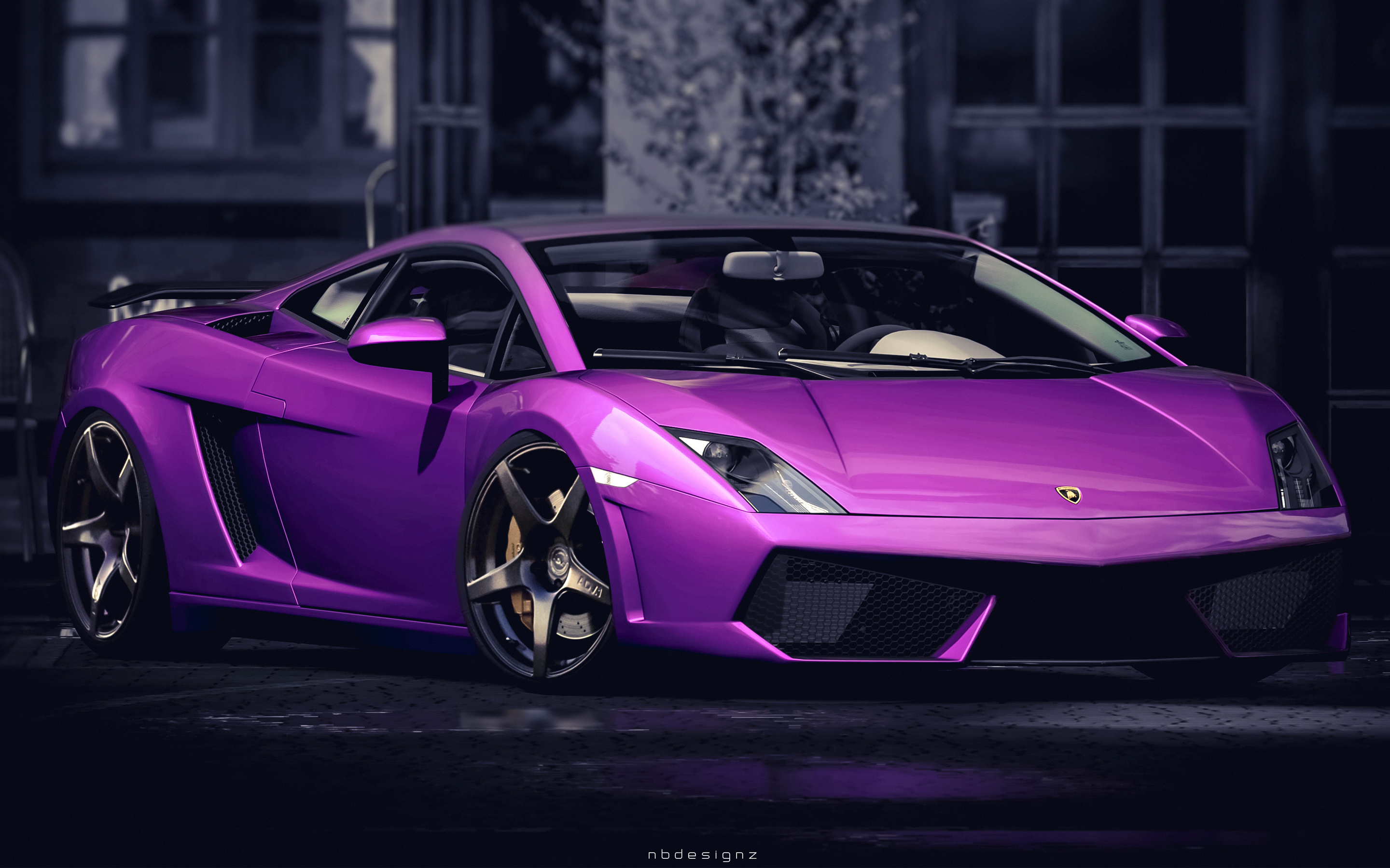 Purple Lamborghini - HD Wallpaper 