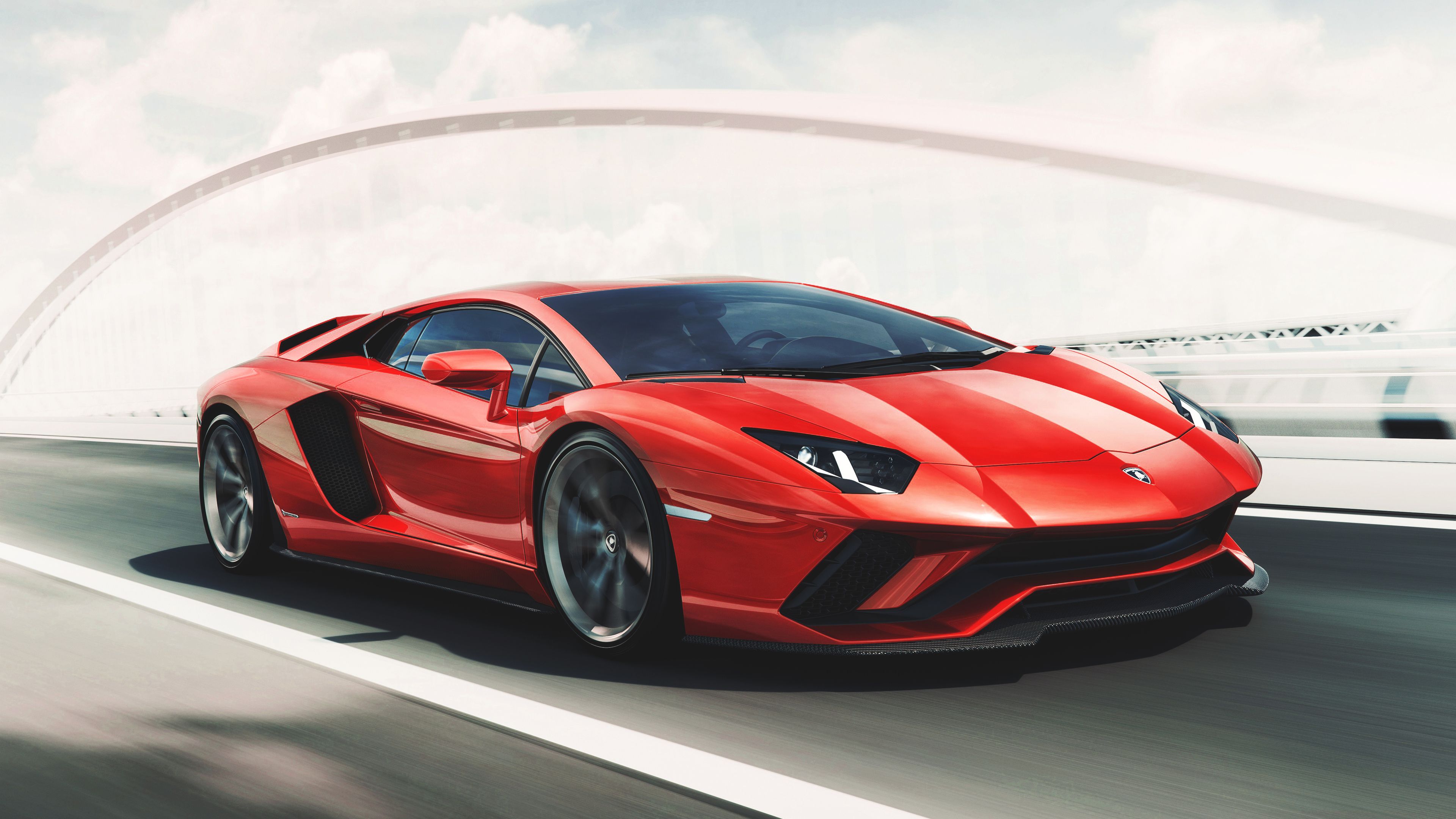 Red Lamborghini Aventador - HD Wallpaper 
