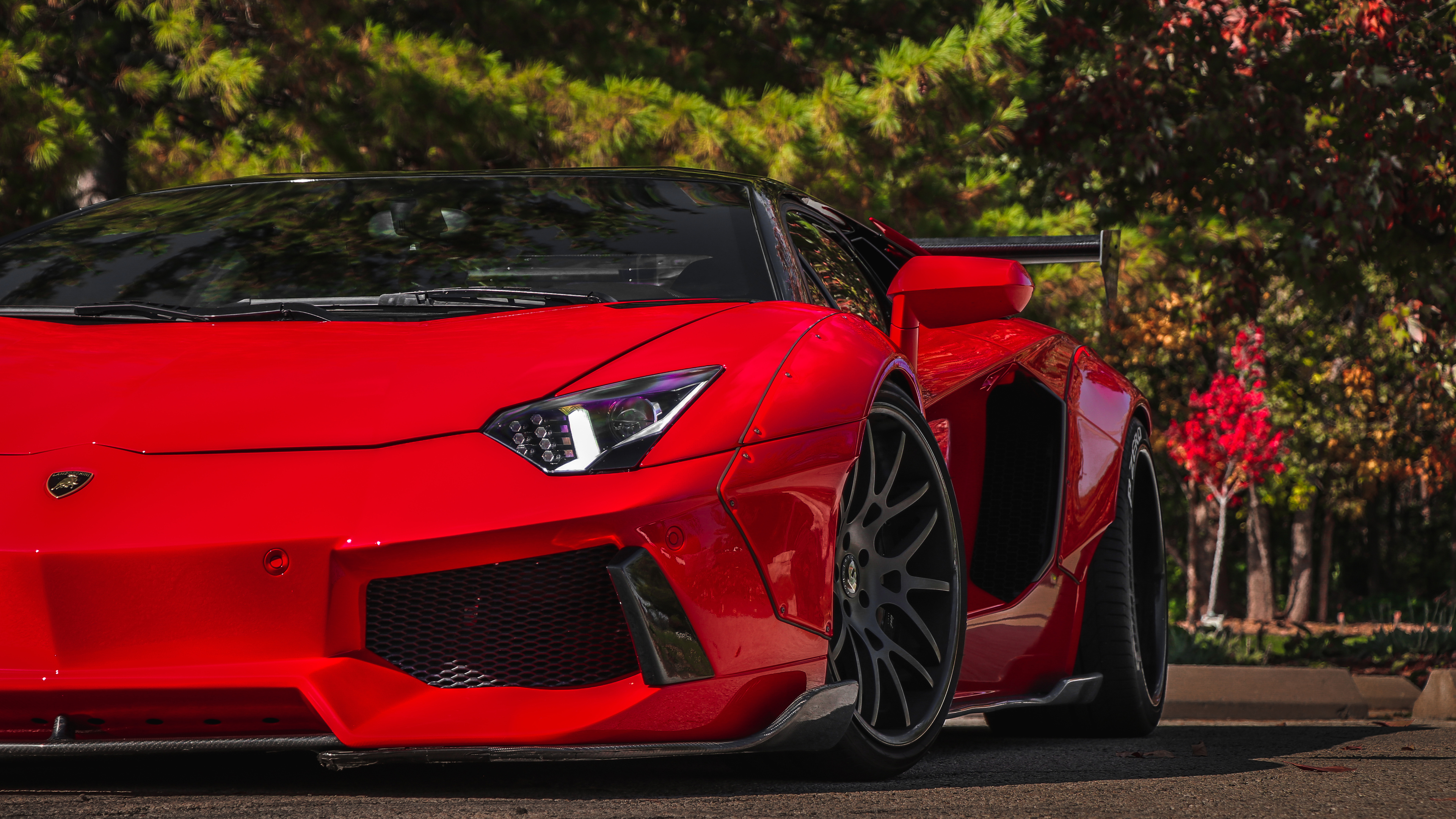 Red Lamborghini Aventador 4k - Lamborghini Aventador - HD Wallpaper 