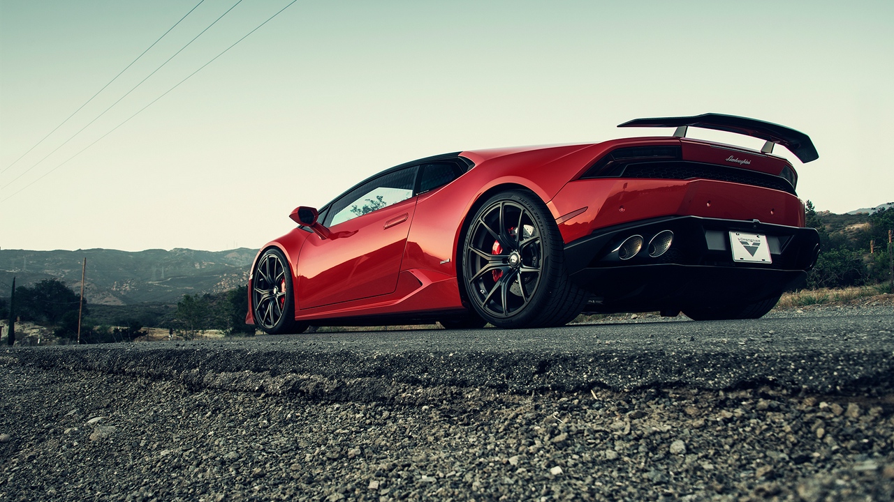 Wallpaper Lamborghini, Huracan, Red, Side View - Lamborghini Huracan - HD Wallpaper 