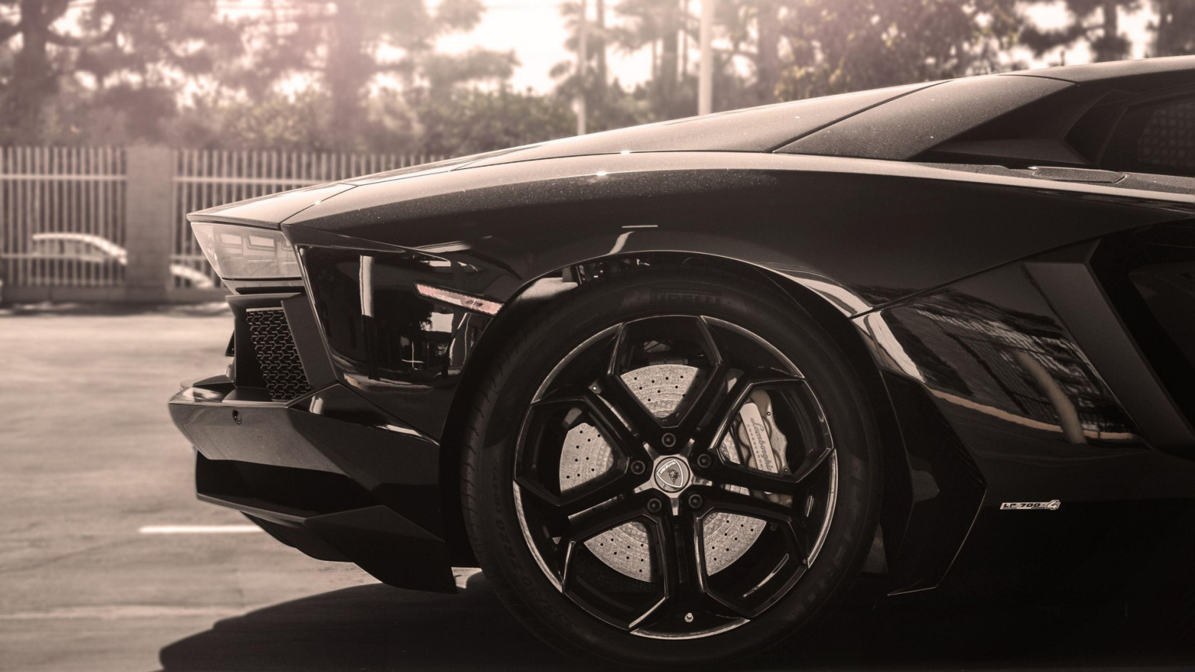 Lamborghini Aventador Wallpaper 4k - Black Lamborghini Aventador Tires Wallpaper Hd - HD Wallpaper 