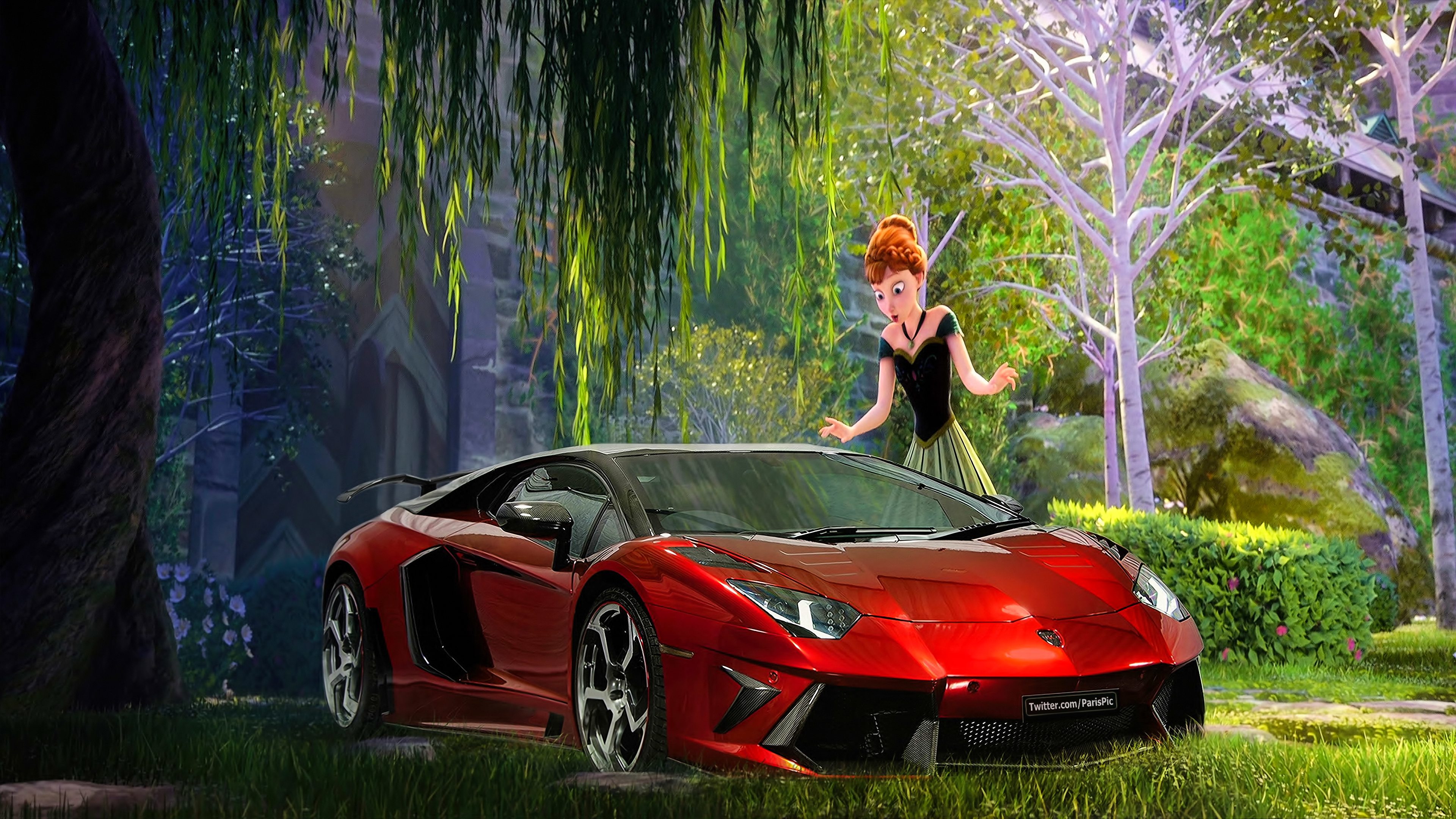 Frozen Anna Elsa 2013 Wallpaper Lamborghini 4k - Fond Ecran Lamborghini 4k - HD Wallpaper 