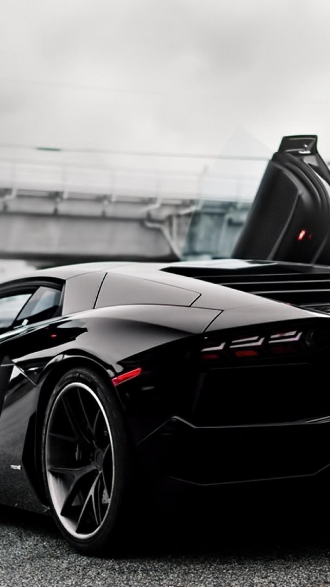 Car Lamborghini Aventador Black - Vertical Hd Car Wallpapers 1080p - HD Wallpaper 