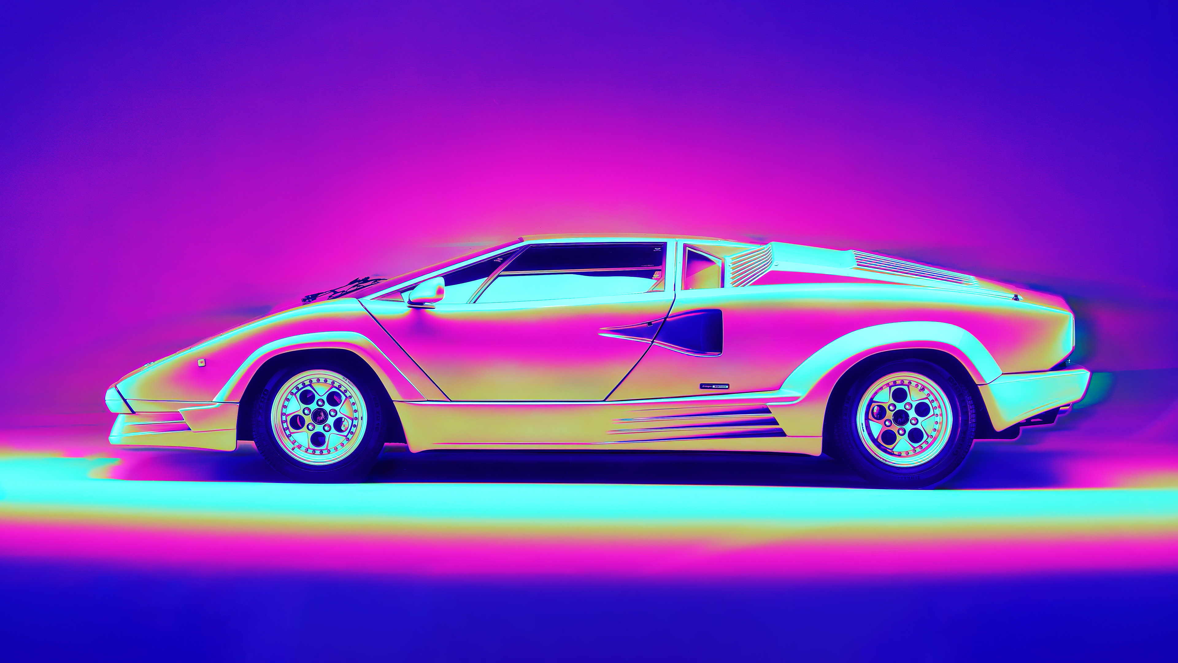Lamborghini Countach Retro Artwork - HD Wallpaper 