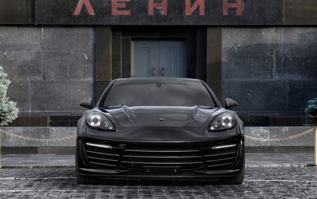 Black Porsche Panamera Turbo Front Wallpapers - Porsche Panamera Wallpaper Black - HD Wallpaper 