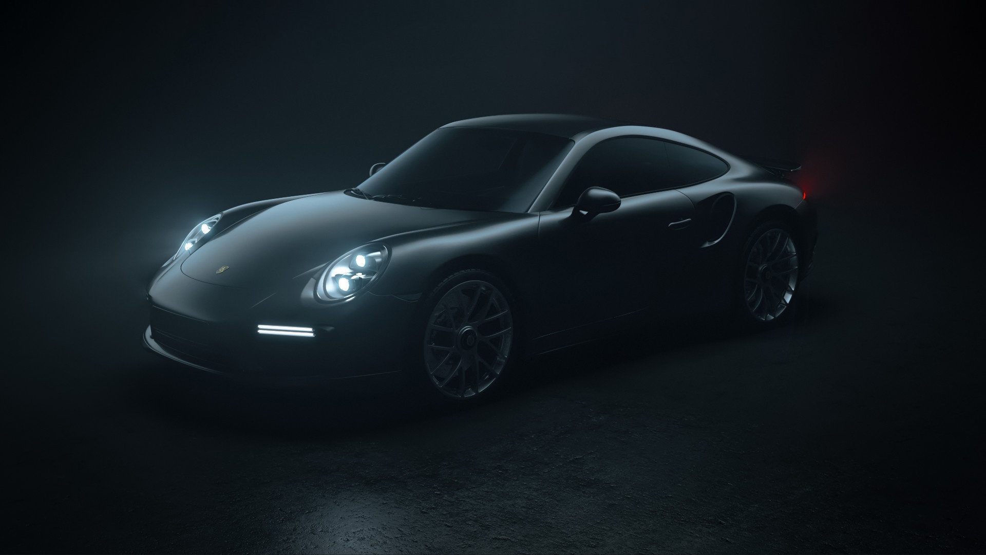 Wallpaper Of Porsche 911, Turbo, Sportcar, Car, Black - Porsche 911 Turbo Headlights - HD Wallpaper 