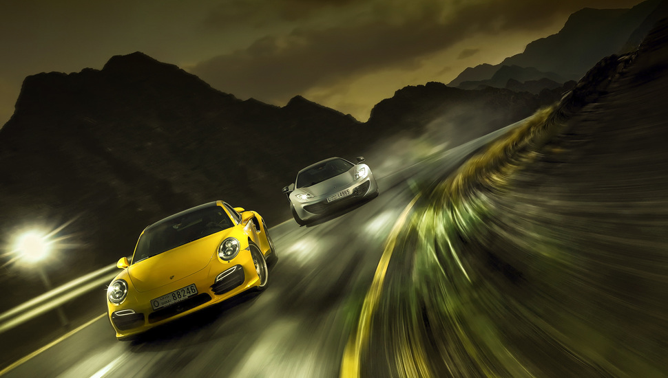 Speed, Mclaren Mp4-12 Spyder, Race, Porsche 911 Turbo - Mclaren 12c - HD Wallpaper 