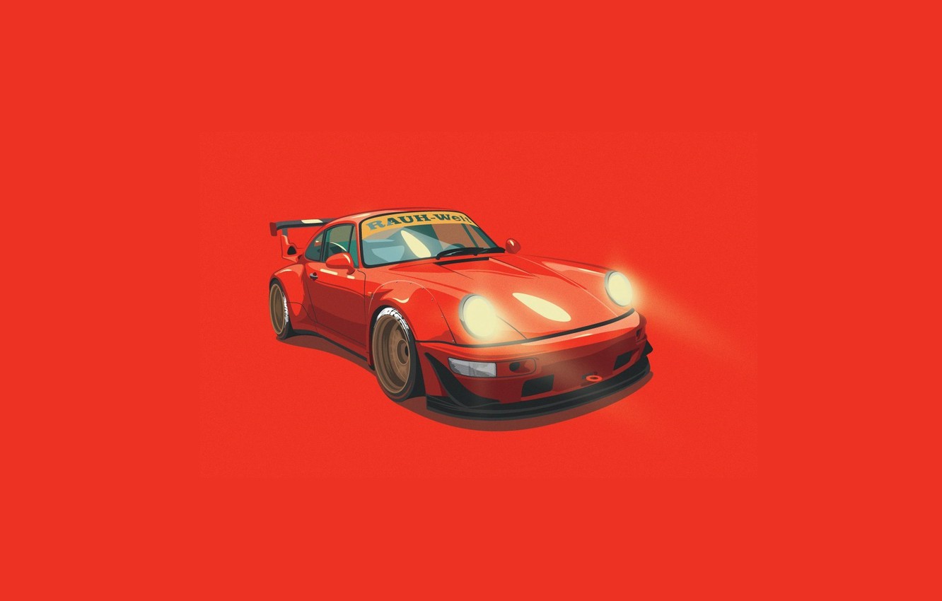 Photo Wallpaper Porsche, Orange, Digital, Illustration, - First Generation Nissan Z-car (s30) - HD Wallpaper 