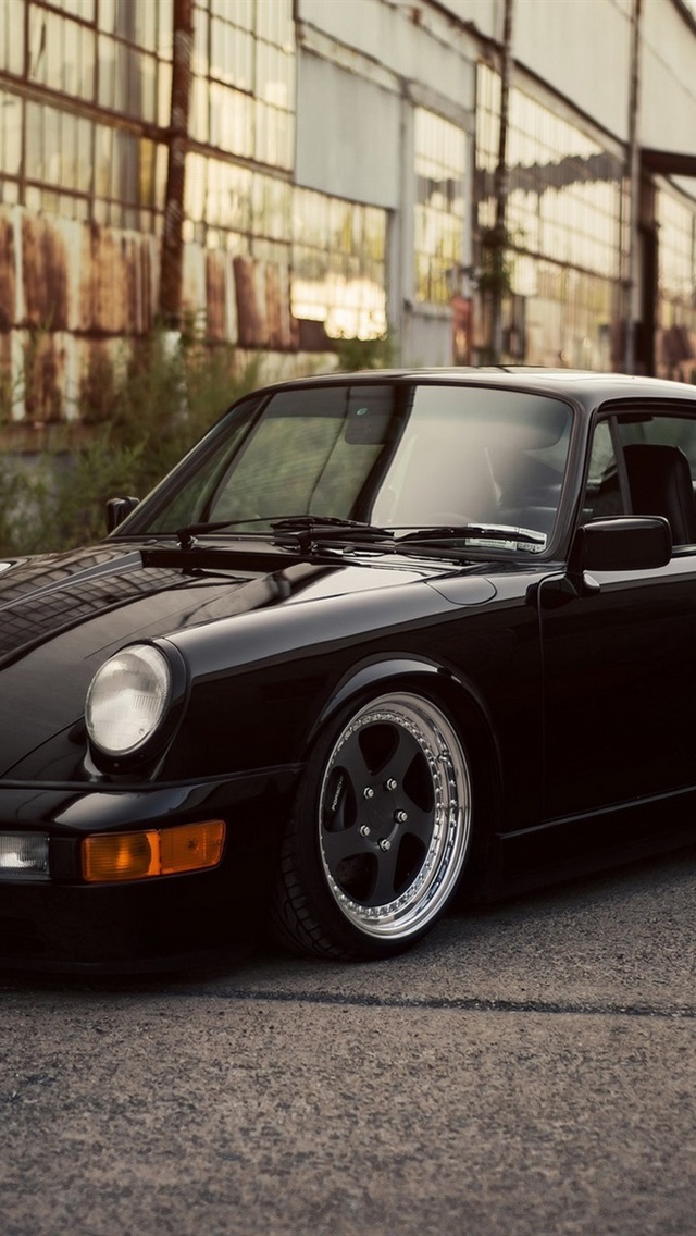 Iphone Wallpaper Porsche 911 Carrera Black Car - Porsche 911 964 Custom - HD Wallpaper 