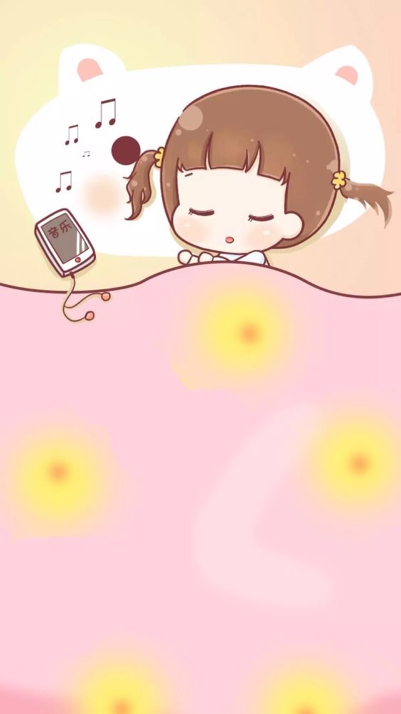 Wallpapers Fofos Para Celular - Cute Girl Sleep Cartoon - HD Wallpaper 