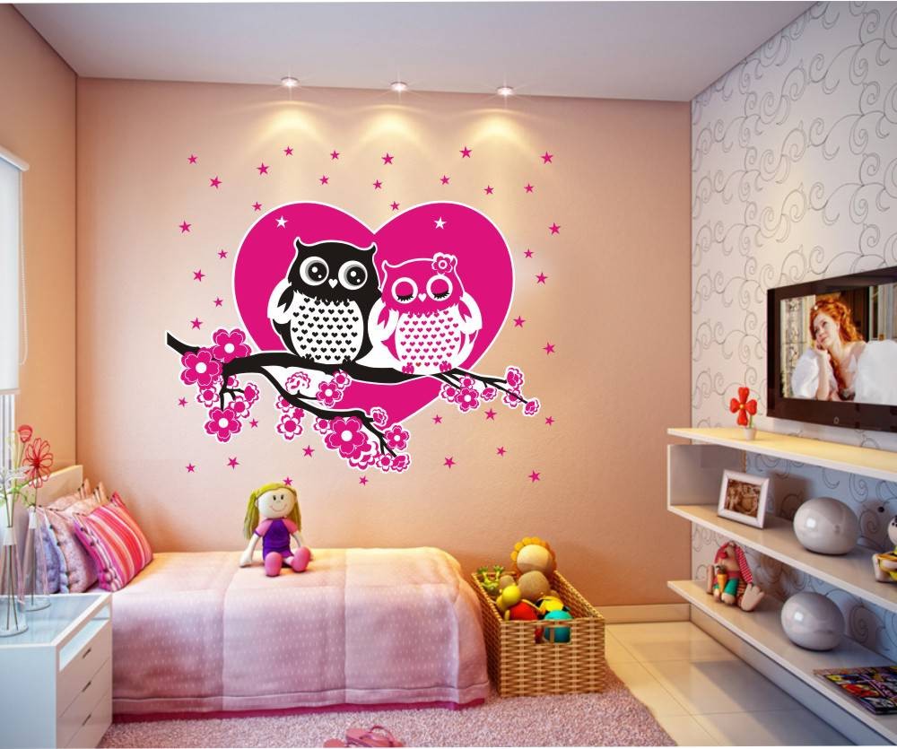 Adesivo De Parede Coruja - Adesivo Parede Para Quarto De Meninas - HD Wallpaper 