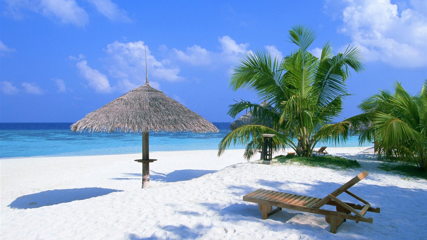Beach Chairs Pavilion-natural Scenery Wallpaper2012 - Fondo De Pantalla De Playas - HD Wallpaper 