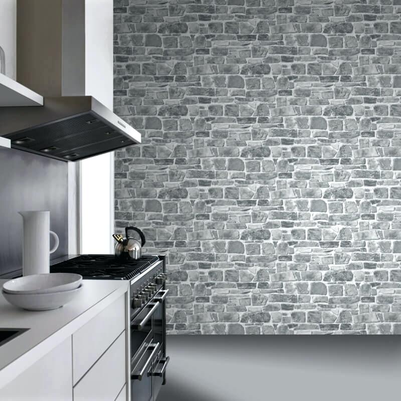Grey Brick Interior Wall Stone Effect Wallpaper - HD Wallpaper 