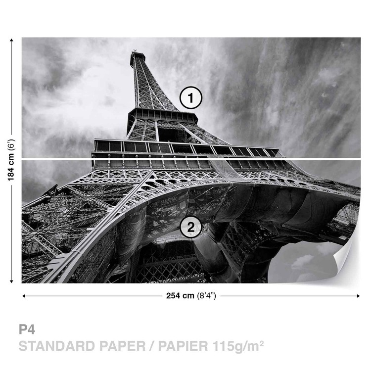 Paris Eiffel Tower Black White Wallpaper Mural - Fototapetai Eifelio Bokstas - HD Wallpaper 