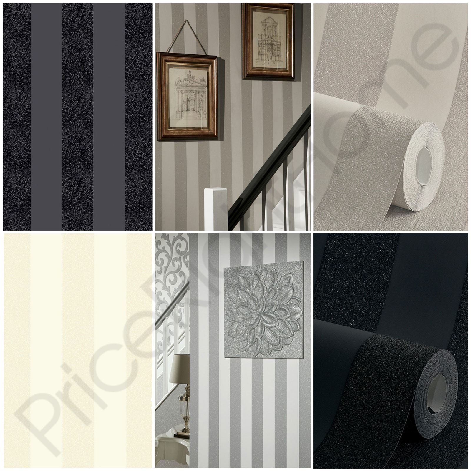 Arthouse Wallpaper Glitterati Stripe Platinum - HD Wallpaper 