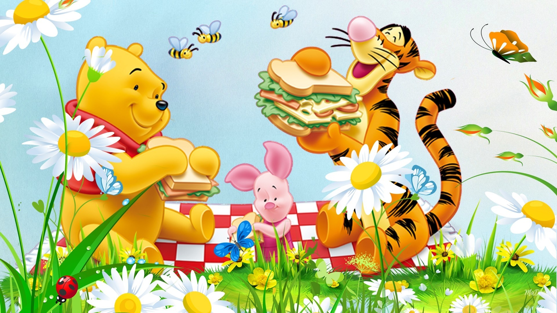 Tigger Pooh And Piglet - HD Wallpaper 