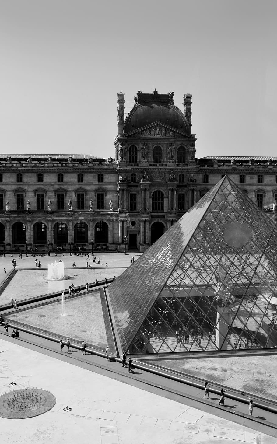 France, Paris, Louvre Museum, Black, White, Travel, - Louvre - HD Wallpaper 