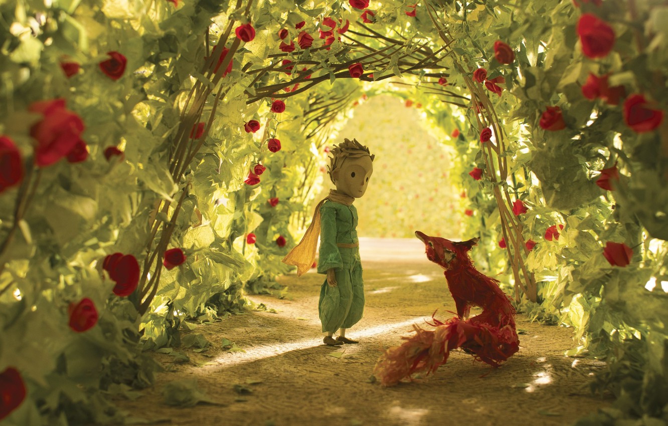 Photo Wallpaper Rose, Flower, Fox, Boy, Animated Film, - Little Prince Rose Garden - HD Wallpaper 