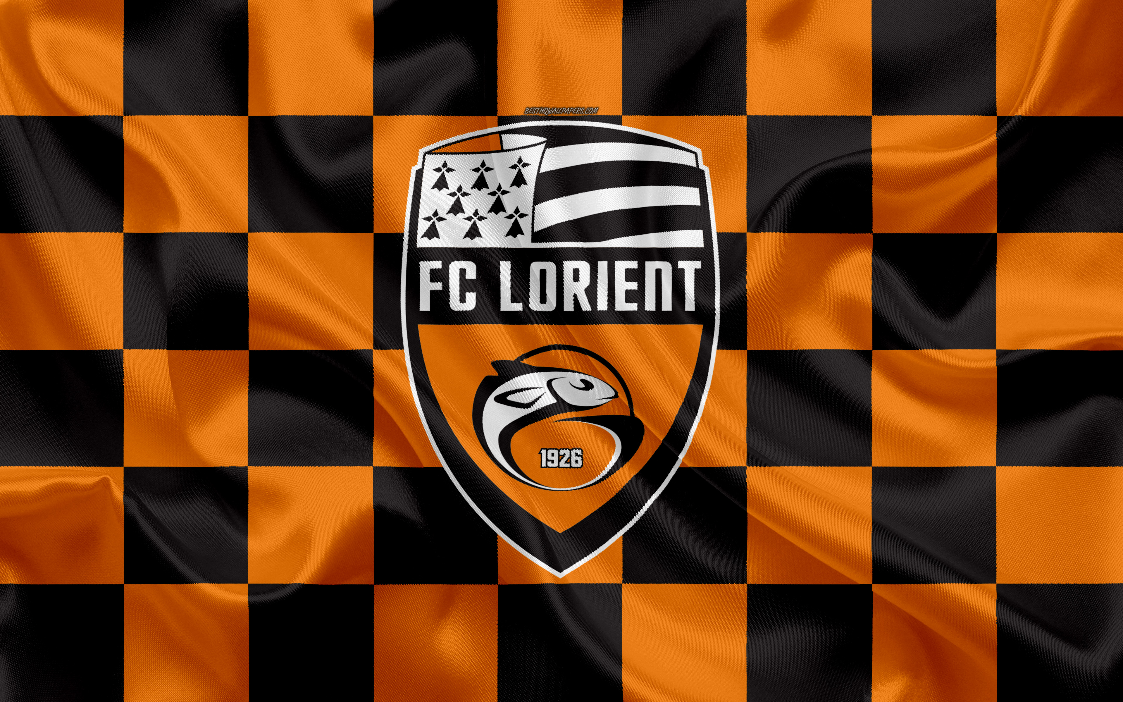 Fc Lorient, 4k, Logo, Creative Art, Orange Black Checkered - Ac Milan Wallpaper 4k - HD Wallpaper 