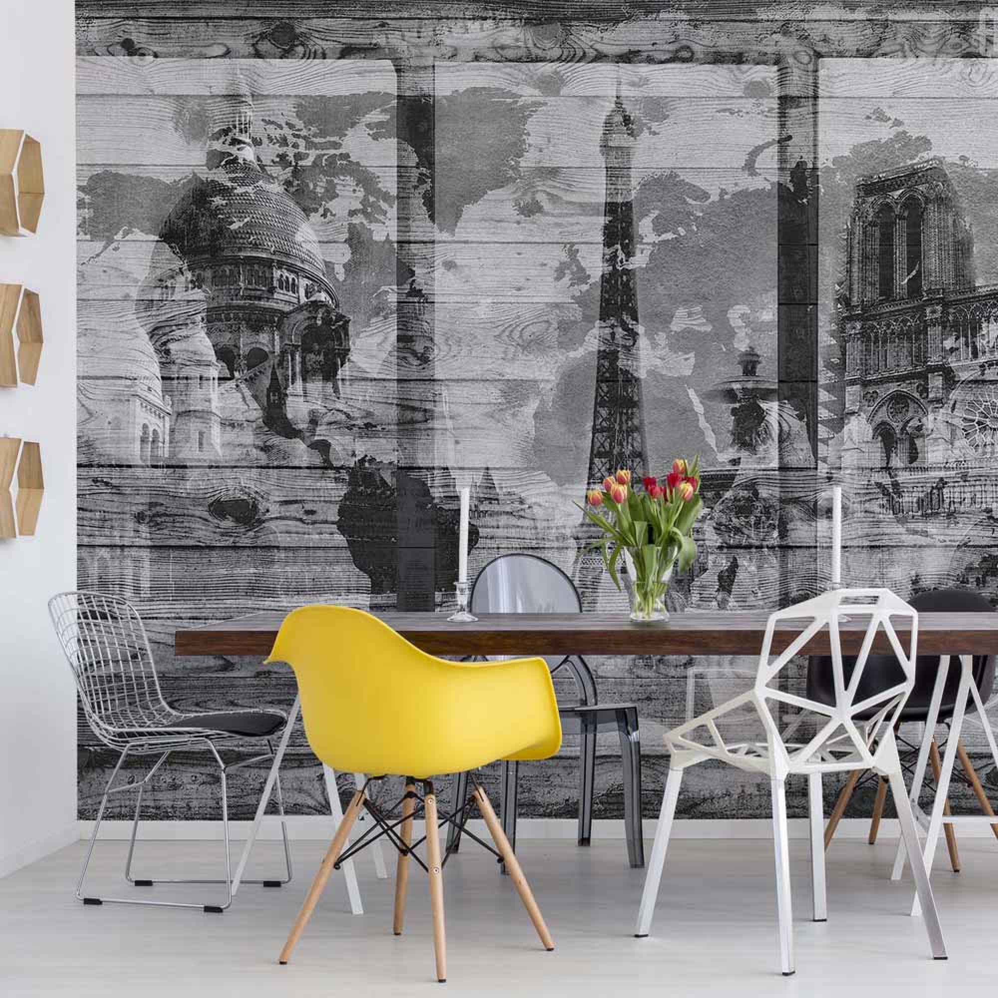 Vintage Paris World Map Black And White - Wallpaper - HD Wallpaper 