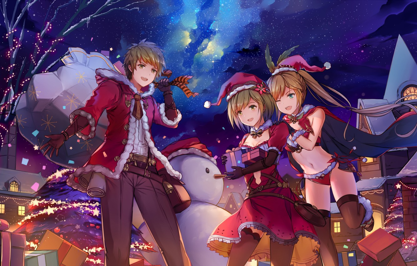 Photo Wallpaper Winter, Girls, Anime, Art, Christmas, - Nightcore We Wish You A Merry Christmas - HD Wallpaper 