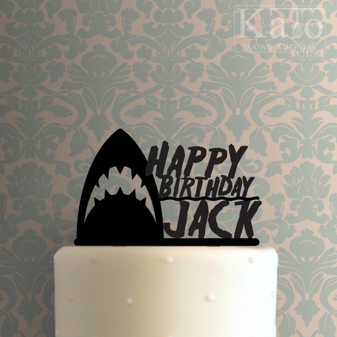 Custom Shark Happy Birthday Cake Topper - HD Wallpaper 
