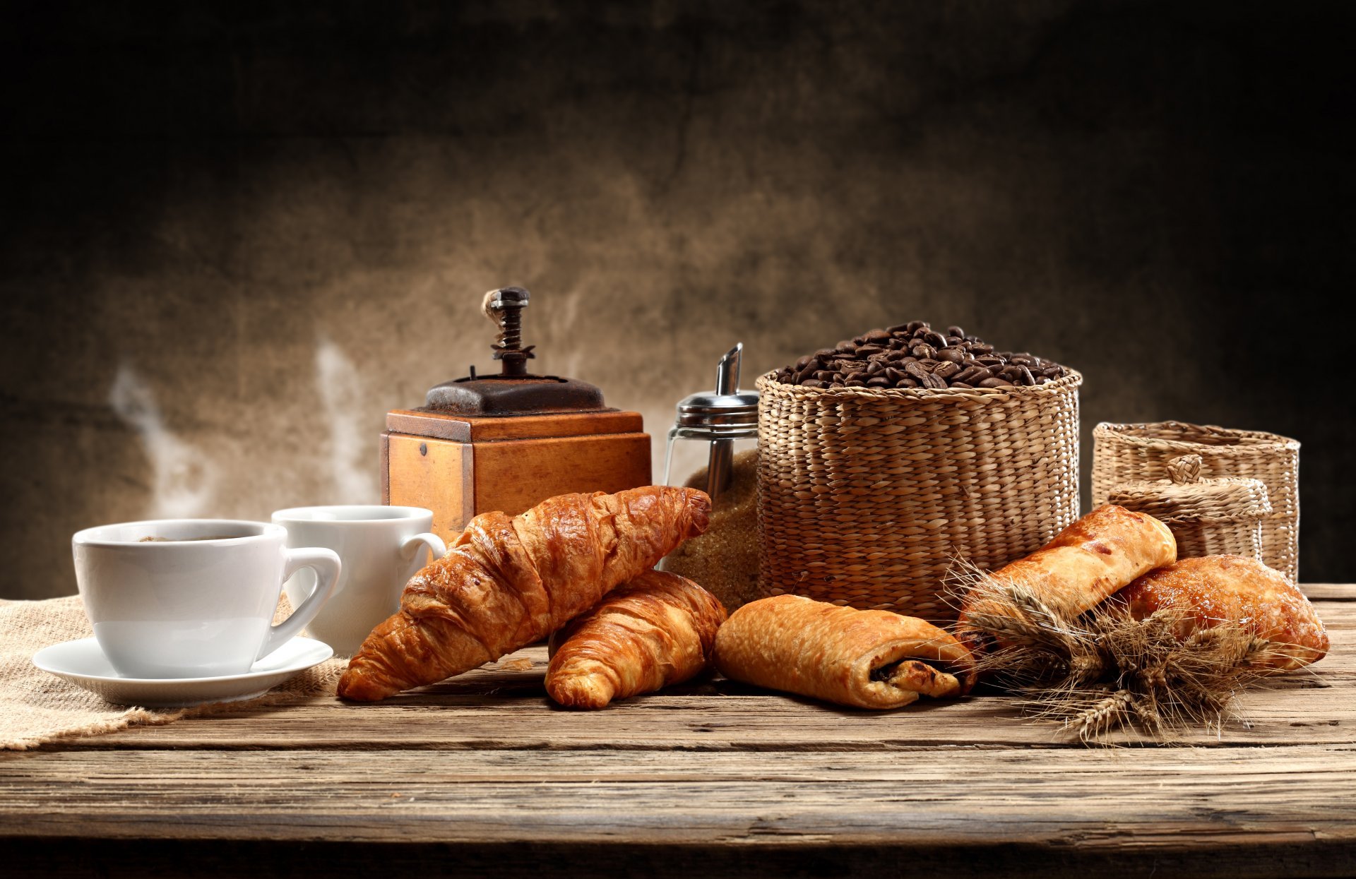 Coffee Grinder And Coffee, Big Rec, Jpeg V - Coffee And Bread Basket - HD Wallpaper 