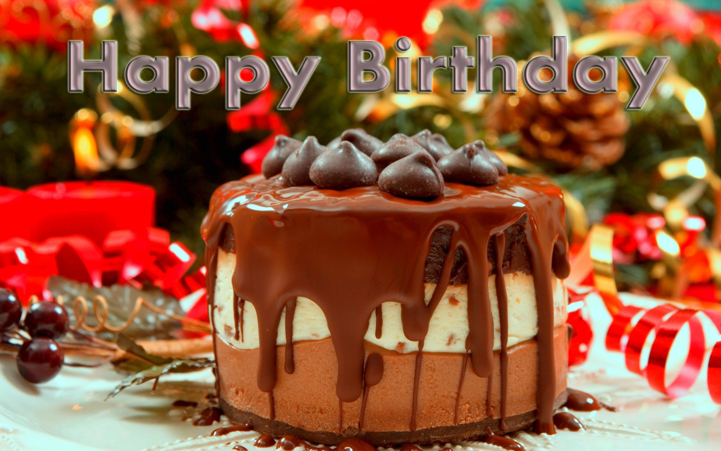 Delicious Birthday Chocolate Cake Wallpaper Desktop - Beautiful Birthday Pic Hd - HD Wallpaper 