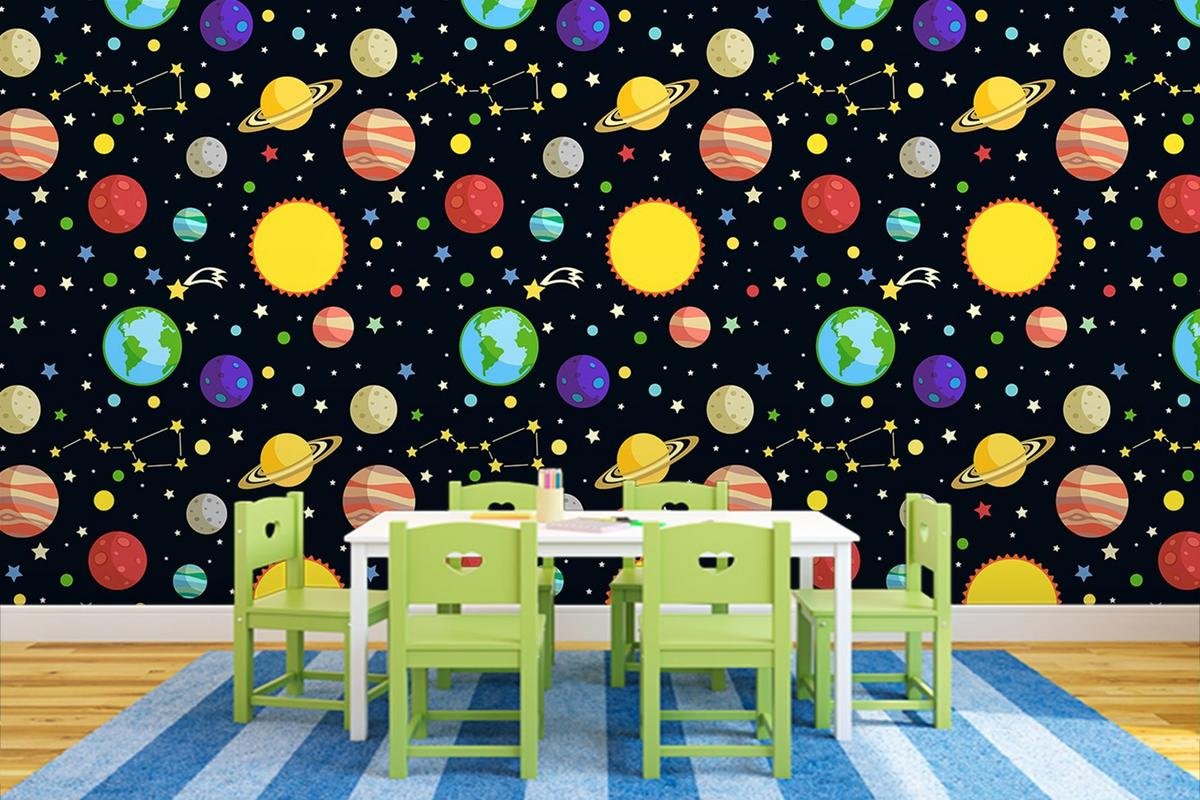 Solar System Cartoon Background - HD Wallpaper 