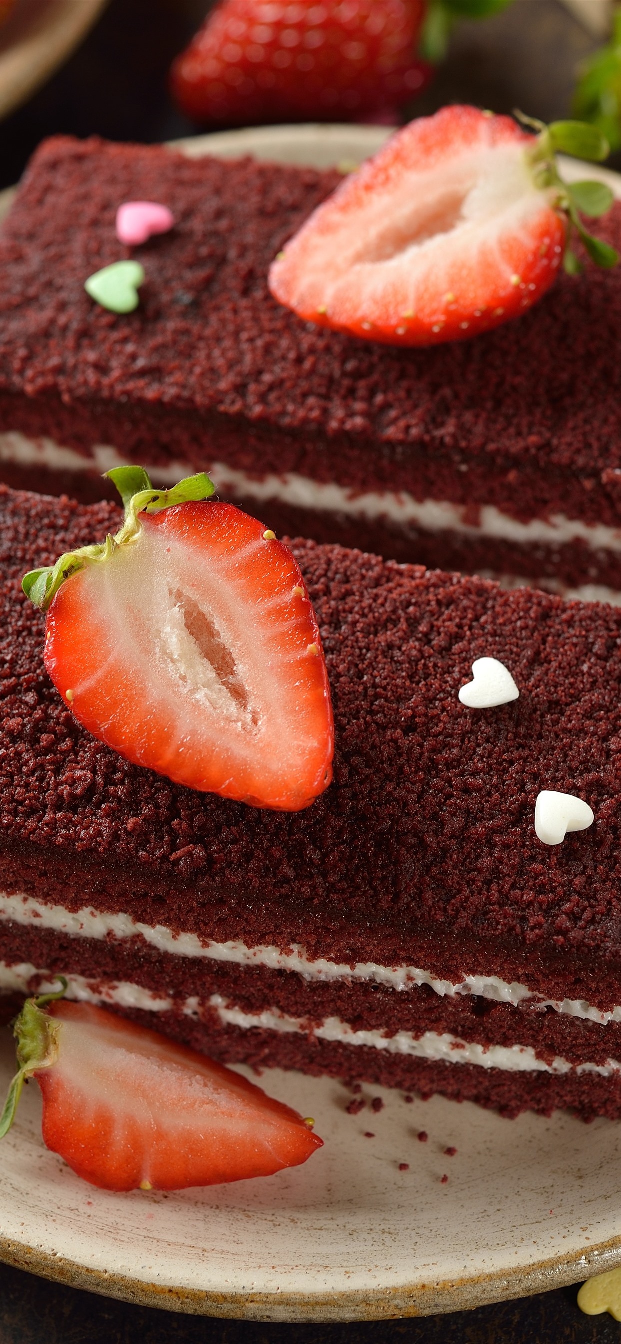 Iphone Wallpaper Dessert, Cake, Strawberry, Love Heart - Iphone Xs Desserts - HD Wallpaper 